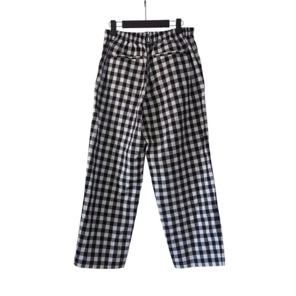 Niko And... Japan Gingham Picnic Straight Barrel Cropped Stretch Waist Pants 4 - Picture 3 of 10
